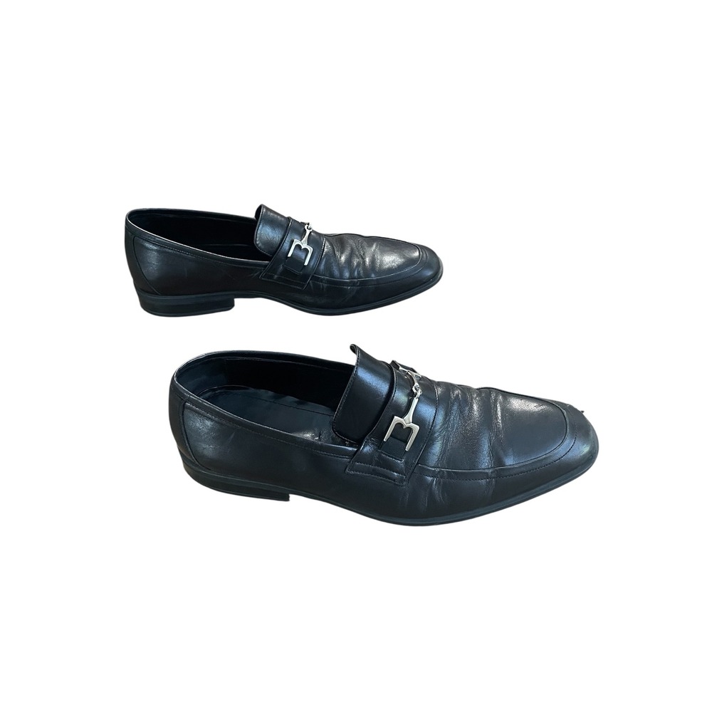 Bruno Magli Mens Black Leather Bit Loafers Made in Italy‎ Dress Shoes